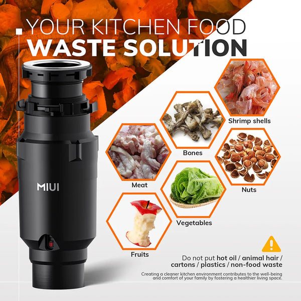 MIUI Continuous Feed Garbage Disposal with Sound Reduction